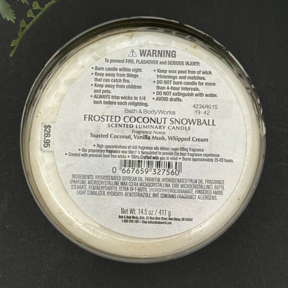 BBW Frosted Coconut Snowball Bath & Body Works 3 Wick Candle - Picture 10 of 10